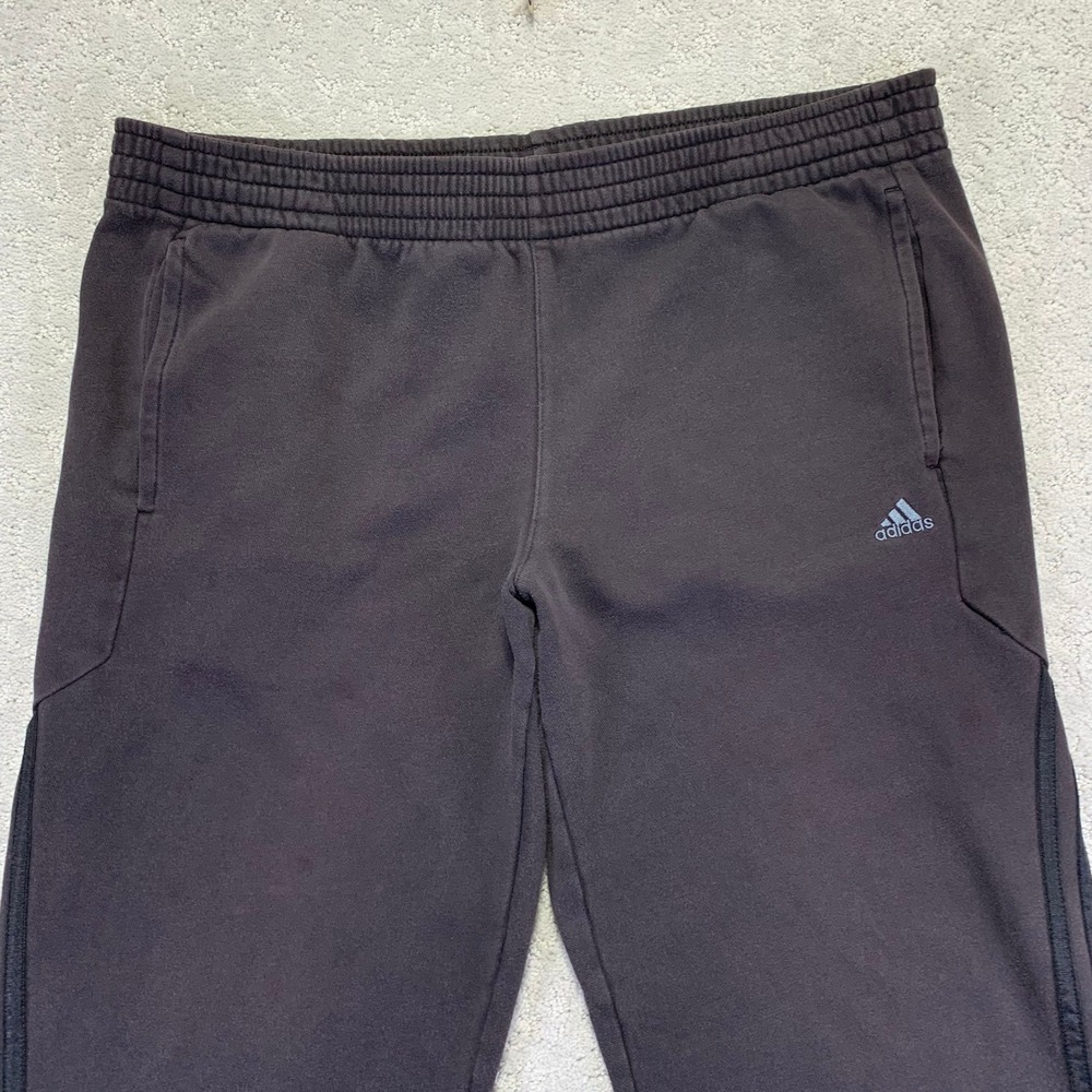 Adidas Sweatpants Mens Medium Black Faded Track Side Stripes‎ Joggers Drawstring